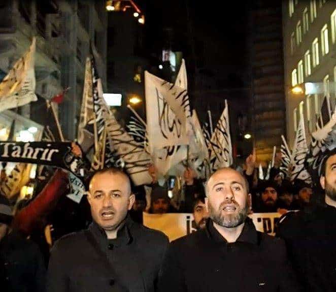 Hizb ut-Tahrir Turkey spokesmen Mahmut Kar and Osman Yildiz who were detained without charge in March. 